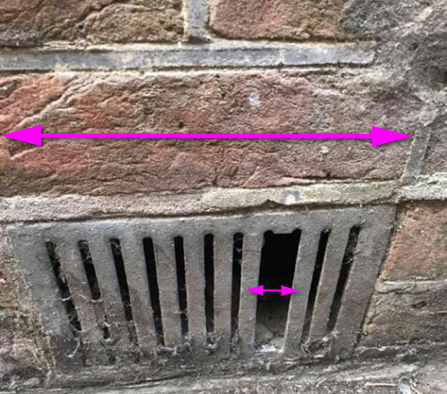 Showing the 2-3cm gap in an iron grate that rats could fit through.